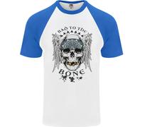 Bad To The Bone Biker Teschio Angel Moto DA UOMO S/S Baseball T-Shirt