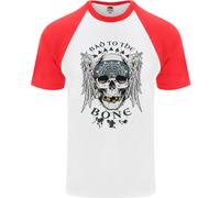Bad To The Bone Biker Teschio Angel Moto DA UOMO S/S Baseball T-Shirt