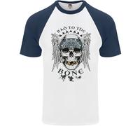 Bad To The Bone Biker Teschio Angel Moto DA UOMO S/S Baseball T-Shirt