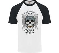 Bad To The Bone Biker Teschio Angel Moto DA UOMO S/S Baseball T-Shirt