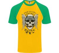 Bad To The Bone Biker Teschio Angel Moto DA UOMO S/S Baseball T-Shirt