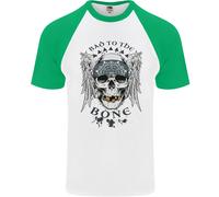 Bad To The Bone Biker Teschio Angel Moto DA UOMO S/S Baseball T-Shirt