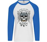 Bad To The Bone Biker Teschio Angel Moto Uomo L/S Baseball T-Shirt