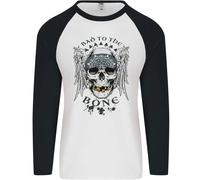 Bad To The Bone Biker Teschio Angel Moto Uomo L/S Baseball T-Shirt