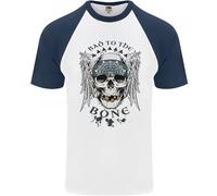 Bad To The Bone Biker Teschio Angel Moto Uomo S/S Baseball T-Shirt