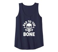Bad to The Bone - Scheletro Rocker Rebel Biker Attitude Canotta, Donna, Navy, XL