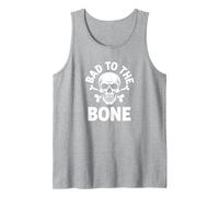 Bad to The Bone - Scheletro Rocker Rebel Biker Attitude Canotta, Uomo, Grigio Melange, XL
