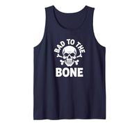 Bad to The Bone - Scheletro Rocker Rebel Biker Attitude Canotta, Uomo, Navy, S