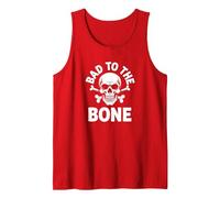 Bad to The Bone - Scheletro Rocker Rebel Biker Attitude Canotta, Uomo, Rosso, XL