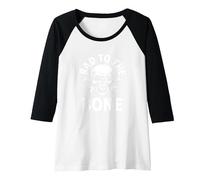 Bad to The Bone - Scheletro Rocker Rebel Biker Attitude Maglia con Maniche Raglan, Donna, Bianco/Nero, XL