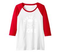 Bad to The Bone - Scheletro Rocker Rebel Biker Attitude Maglia con Maniche Raglan, Donna, Rosso/Bianco, M