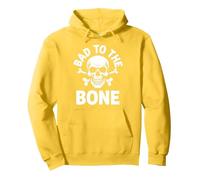 Bad to The Bone Skeleton Rocker Ribelle Biker Attitude Felpa con Cappuccio, Unisex per Adulti, Limone, S