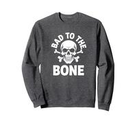 Bad to The Bone Skeleton Rocker Ribelle Biker Attitude Felpa, Unisex per Adulti, Grigio Scuro, S