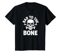 Bad to The Bone Skeleton Rocker Ribelle Biker Attitude Maglietta, Bambini, Nero, 3 Anni