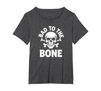 Bad to The Bone Skeleton Rocker Ribelle Biker Attitude Maglietta, Donna Plus-Size, Grigio Scuro, 3X