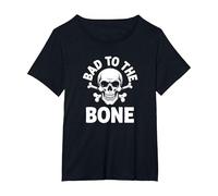 Bad to The Bone Skeleton Rocker Ribelle Biker Attitude Maglietta, Donna Plus-Size, Nero, 1X