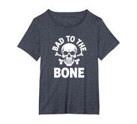 Bad to The Bone Skeleton Rocker Ribelle Biker Attitude Maglietta, Donna Plus-Size, Pervinca, 1X