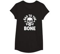 Bad to The Bone Skeleton Rocker Ribelle Biker Attitude Maglietta, Ragazze, Nero, M