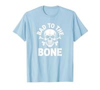 Bad to The Bone Skeleton Rocker Ribelle Biker Attitude Maglietta, Uomo, Celeste, XL