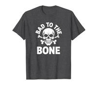 Bad to The Bone Skeleton Rocker Ribelle Biker Attitude Maglietta, Uomo, Grigio Scuro, 3XL