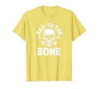 Bad to The Bone Skeleton Rocker Ribelle Biker Attitude Maglietta, Uomo, Limone, 3XL