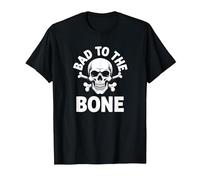 Bad to The Bone Skeleton Rocker Ribelle Biker Attitude Maglietta, Uomo, Nero, XL