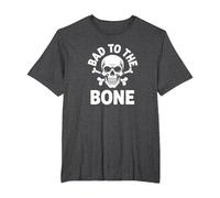 Bad to The Bone Skeleton Rocker Ribelle Biker Attitude Maglietta, Uomo Taglie Grandi, Grigio Scuro, 2X Tall
