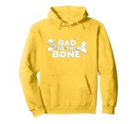 Bad to The Bone Skull Atteggiamento Ribelle Punk Rock Felpa con Cappuccio, Unisex per Adulti, Limone, XXL