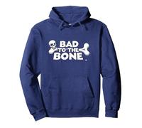 Bad to The Bone Skull Atteggiamento Ribelle Punk Rock Felpa con Cappuccio, Unisex per Adulti, Navy, S