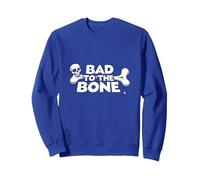 Bad to The Bone Skull Atteggiamento Ribelle Punk Rock Felpa, Unisex per Adulti, Blu Reale, L