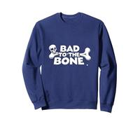 Bad to The Bone Skull Atteggiamento Ribelle Punk Rock Felpa, Unisex per Adulti, Navy, XL