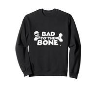 Bad to The Bone Skull Atteggiamento Ribelle Punk Rock Felpa, Unisex per Adulti, Nero, XXL