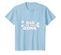 Bad to The Bone Skull Atteggiamento Ribelle Punk Rock Maglietta, Bambini, Celeste, 2 Anni