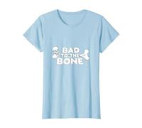 Bad to The Bone Skull Atteggiamento Ribelle Punk Rock Maglietta, Donna, Celeste, XS