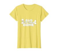 Bad to The Bone Skull Atteggiamento Ribelle Punk Rock Maglietta, Donna, Limone, 3XL