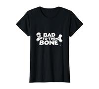 Bad to The Bone Skull Atteggiamento Ribelle Punk Rock Maglietta, Donna, Nero, L