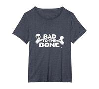 Bad to The Bone Skull Atteggiamento Ribelle Punk Rock Maglietta, Donna Plus-Size, Pervinca, 2X