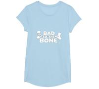 Bad to The Bone Skull Atteggiamento Ribelle Punk Rock Maglietta, Ragazze, Celeste, M