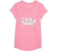Bad to The Bone Skull Atteggiamento Ribelle Punk Rock Maglietta, Ragazze, Rosa, L