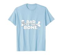 Bad to The Bone Skull Atteggiamento Ribelle Punk Rock Maglietta, Uomo, Celeste, S