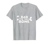 Bad to The Bone Skull Atteggiamento Ribelle Punk Rock Maglietta, Uomo, Grigio Melange, 4XL