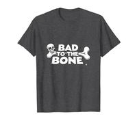 Bad to The Bone Skull Atteggiamento Ribelle Punk Rock Maglietta, Uomo, Grigio Scuro, 3XL