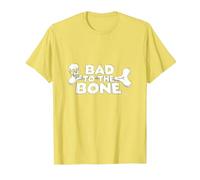 Bad to The Bone Skull Atteggiamento Ribelle Punk Rock Maglietta, Uomo, Limone, XL