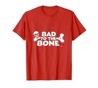 Bad to The Bone Skull Atteggiamento Ribelle Punk Rock Maglietta, Uomo, Rosso, XL