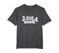 Bad to The Bone Skull Atteggiamento Ribelle Punk Rock Maglietta, Uomo Taglie Grandi, Grigio Scuro, 6X Tall
