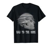 Bad To The Bone Skull Halloween Divertente Gioco di Parole Grafico Maglietta