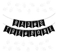 Bad Two the Bone Banner, Rock N Roll Decorazioni per feste di compleanno Bad 2 the Bone Sign Black Bone Skull Theme Banner per Born to Rock Music Theme anni '90 Forniture per feste di compleanno