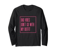 Bad Vibes Don't Go with My Outfit/Cornice Rosa e Scritta Maglia a Manica