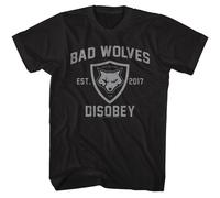 Bad Wolves Disobey T-Shirt Uomo Manica Corta Nera 100% Cotone Preshrunk
