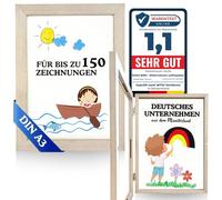 Bada Bing Cornice portafoto A3 per disegni per bambini, effetto legno, apribile con apertura frontale, per fino a 150 immagini per bambini, cornice per foto riempibile
